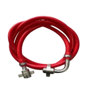 CO₂ hogedruk slangen – Gewapend 8 × 14 mm | 1 x 3/8” Flare en Flare haaks 90º beide Vleugelmoer 