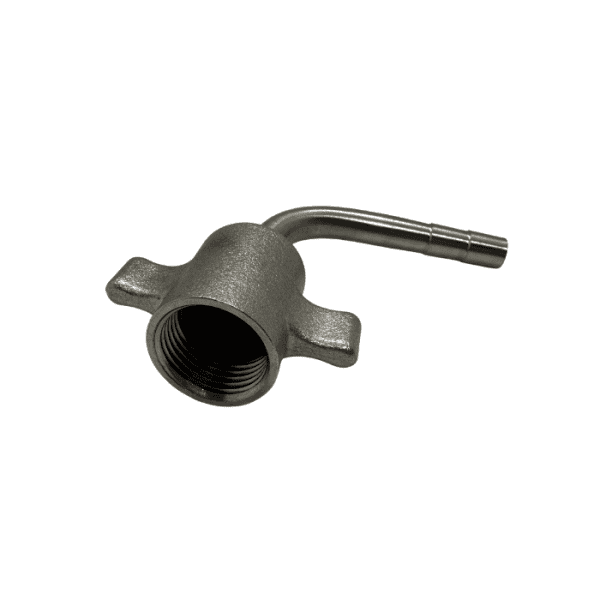 Perle RVS 90° Slangtule – Flare 3/8" – Vleugelmoer