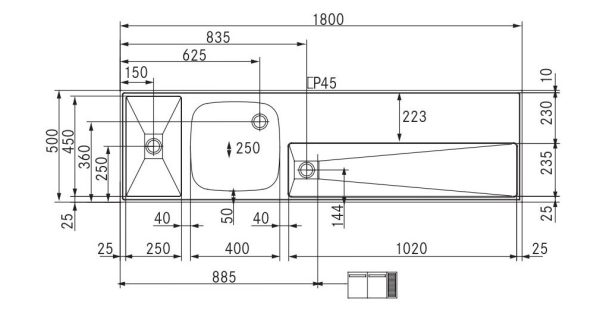 RVS Tapblad met Spoelbak – Franke ST-BB180-1 (1800 × 500 mm) - Image 3