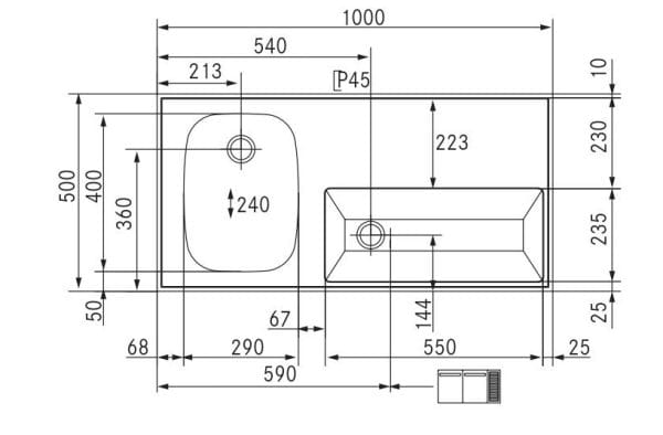 RVS Tapblad met Spoelbak – Franke ST-BB100-1 (1000 × 500 mm) - Image 3