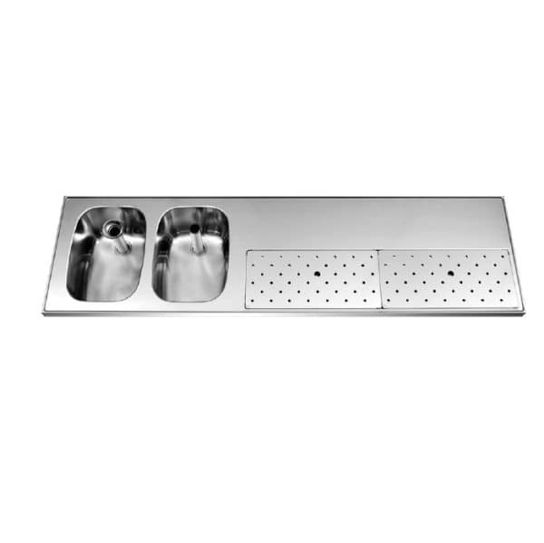 RVS Tapblad met Dubbele Spoelbak – Franke ST-BB180-1 (1800 × 500 mm)