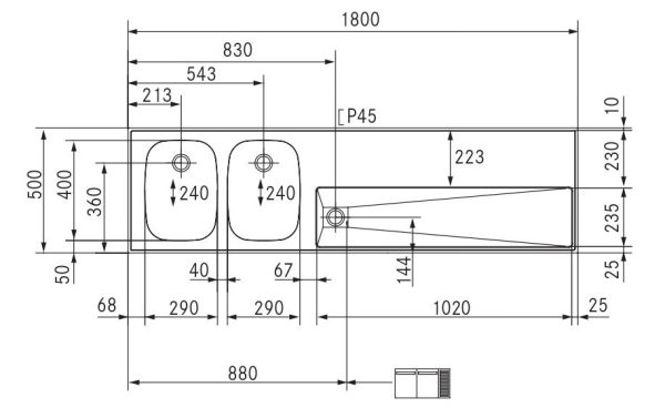 RVS Tapblad met Dubbele Spoelbak – Franke ST-BB180-1 (1800 × 500 mm) - Image 3