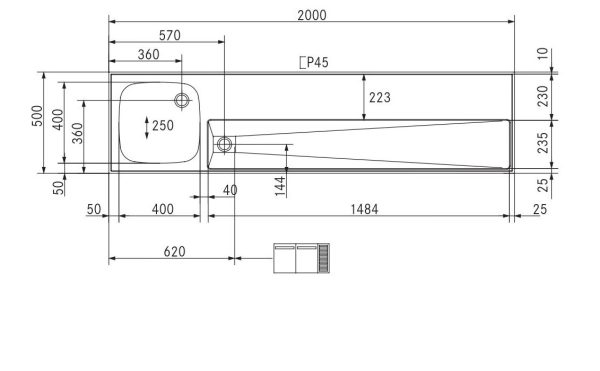 RVS Tapblad met Spoelbak – Franke ST-BB200-1 (2000 × 500 mm) - Image 3