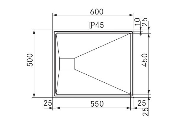 RVS Tapblad / Lekblad – Franke ST-GL60-1 (600 × 500 mm) - Image 2