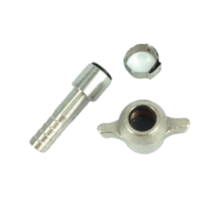 Perle RVS Flare 3/8” Slangtule Set – 5,5 / 6,8 / 8,5 mm – Incl. 5/8” Vleugelwartel, Ring & Slangklem