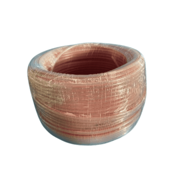 Rood gestreepte CO₂ POLY SK push-in slang met afmeting 6 × 9,5 mm, geleverd per rol van 100 meter